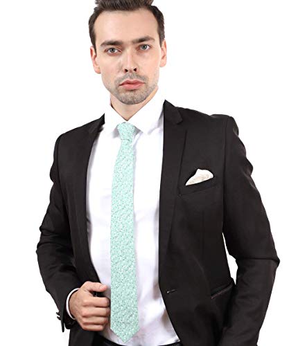 Image of JESLANG Men's Cotton Printed Floral Tie 2.56 inch Skinny Narrow Necktie Various Designs