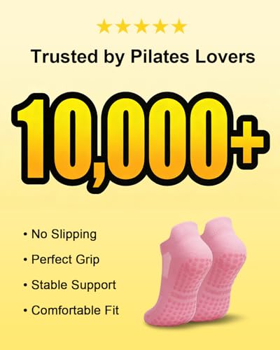 Image of Aoliks 6 Pairs Pilates Grip Socks for Women, Non-slip Yoga Athletic Socks for Barre Ballet Barefoot Workout Hospital