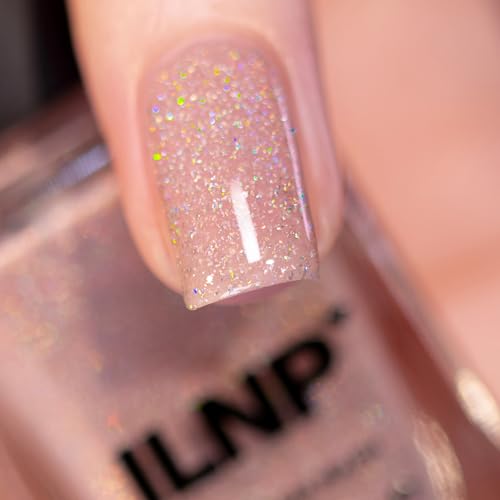 Image of ILNP Sandy Baby - Peach Beige Holographic Nail Polish, Sheer Jelly Nail Polish, Subtle Sparkle Shimmer, Non-Toxic Vegan, Chip Resistant Non Gel