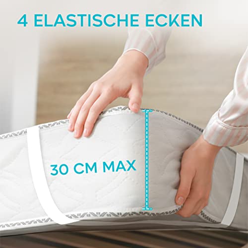 Matratzenschoner Wasserdicht 90x200cm Oeko-TEX Zertifiziert von Twinzen - Matratzenschoner 90 x 200 Wasserundurchlässig aus Atmungsaktiver Baumwolle mit 4 Eckgummis