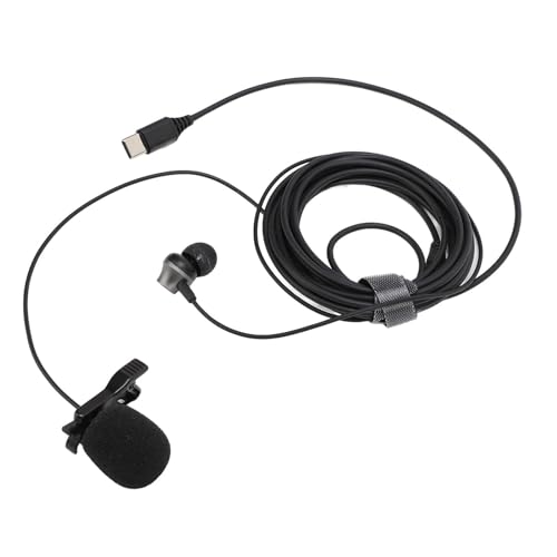Lavalier Microphone, Lavalier Condenser Mic, 9.8ft Cable Windproof Foam Cover Design, Type C Noise Canceling Wearable Lavalier Mic for Live Streaming