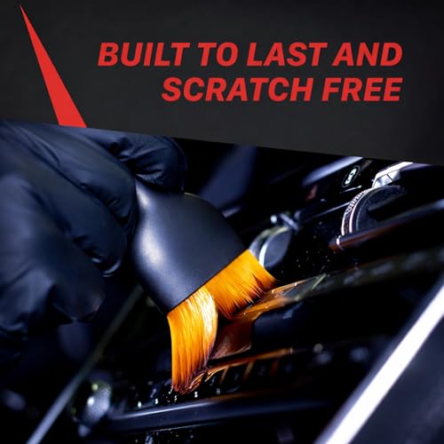 Image of Ultra Soft Detailing Brush Set (1 PCS) - Scratch-Free Cleaning Brush with Dust Shield Cover, Ergonomic Handle for Car Interior, Dashboard, AC Vents, Keyboard & Home Cleaning (Black & Brown)