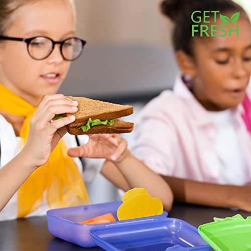 GET FRESH Mini Freezer Ice Packs for Lunch Boxes - 4-Pack Cute Small Ice Blocks for Cool Bags and Kids Lunch Box – Reusable Animal Freezer Blocks for Kids Lunch Cool Boxes Bags with 10 Food Picks