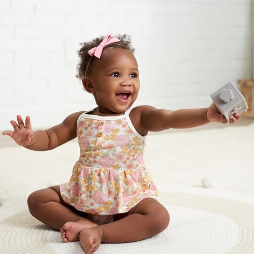 Image of Gerber Baby Girls Multi-Pack Sleeveless Onesies Bodysuit