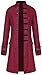 Halloween Kostüm Herren Steampunk Mantel, Männer Gothic Mittelalter Karneval Jacke, Viktorianischen Gehrock Uniform Smoking Retro Langer Button Kleidung(Rot,L)