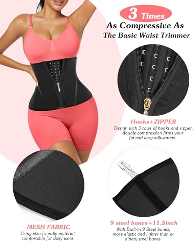 Image of Women Waist Trainer Cincher 3 Straps Tummy Control Body Shaper