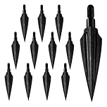 KURUGEILI 12 Pack 100/125/150 Grains Archery Traditional Broadheads Steel Points Screw-in Hunting Arrowheads Arrow Tip for Compound, Recurve Bow & Crossbow