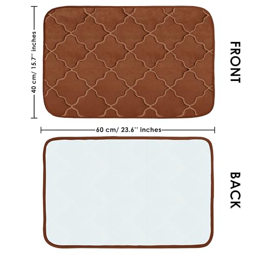 Image of Anti-Skid Memory Foam Bath mats|Washable, Non-Slip, Soft & Super Absorbent Quick Drying Mat |Door Mats Ideal for bathrooms, Showers, Kitchens & Home Entrance (60x40cm Brown Quatre)