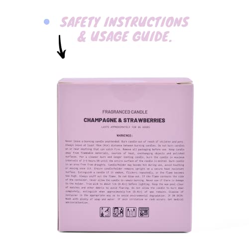 Champagne & Strawberries, Premium Scented Candles, Non Toxic, 46H Burn, 8.1Oz Soy Wax, Aromatherapy, Strong And Long Lasting Jar Candle For Home, Gifts For Women And Men, Spring Candle Velas Aromatica #TOP7