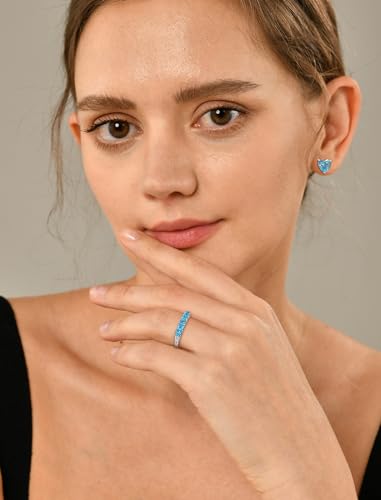 YL Stackable Ring for Women 925 Sterling Silver Eternity Rings Princess Cut Birthstone Wedding Band3