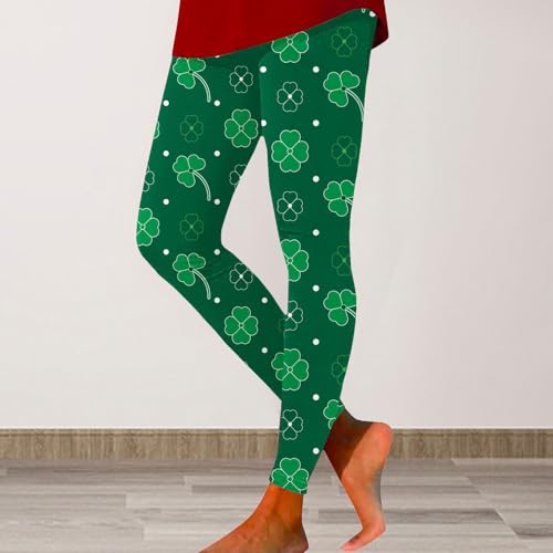 Leggings de San Patricio elásticos que no se bajan con cintura alta verde 3