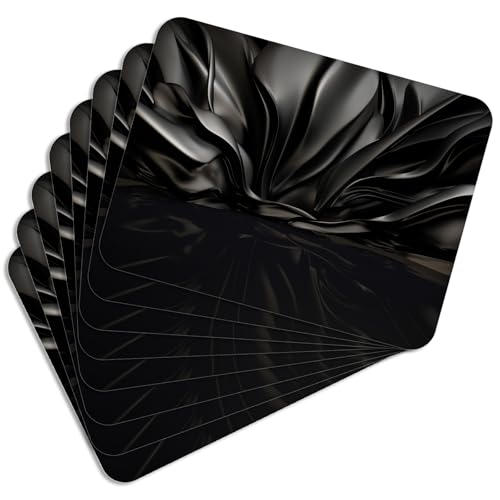 MG Design – Juego de 8 manteles Individuales Black Abstract 40×30 cm con impresión Decorativa y Base de Corcho (Lavables, Antideslizantes, Resistentes hasta 100 °C) – para Cocina, Comedor y Oficina