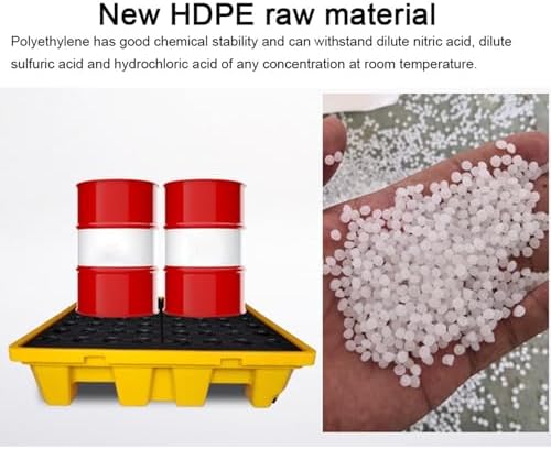 Industrial Spill Containment Pallet Industrial Drum Spill Containment Pallet, Modular Leakproof Tray with Drain for Garage and Basement, Prevents Environmental Hazards，Yellow 130x68x45cm1PC