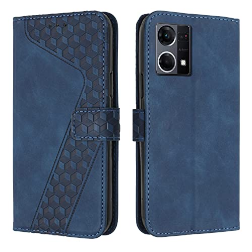OKZone Funda para OPPO Reno 7 4G/F21 Pro 4G/Reno 8 4G/F21S Pro 4G, PU Cuero Flip Carcasa Fundas Móvil de Tapa Libro Caso Piel PU Billetera Case Telefono Cubrir Móvil Cover con Cáscara de TPU (Azul)