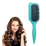 Curl Defining Brush, Green Curly Hair Brush for Combing and Shaping Curls to Reduce Pulling, Flexible, Curl Enhancing, Unisex (green-a)