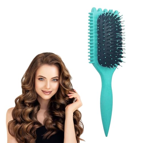 Curl Defining Brush, Green Curly Hair Brush for Combing and Shaping Curls to Reduce Pulling, Flexible, Curl Enhancing, Unisex (green-a)