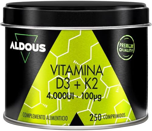 Vitamina D3 y K2 4000 UI - 250 comprimidos + 8 meses - Vitamina K2 100mcg - Vitamina D Colecalciferol - Vitaminas para el sistema inmunitario y defensas - Músculos, Huesos - Mejora absorción Calcio