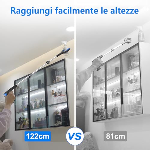 Greifzange für Senioren 122cm Lang - Extra Langer Greifer für Senioren mit 360° Drehkopf, Greifzange für Schwer Erreichbare Stellen und Ergonomisches Design (Blau)
