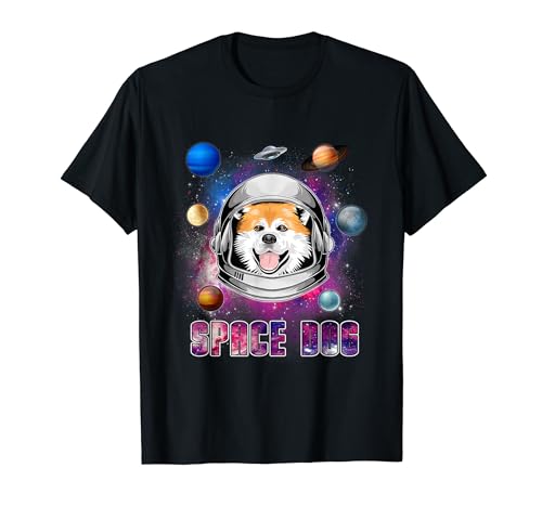 Astronaut Akita Inu Dog In Space Galaxy Funny Puppy Lover Camiseta