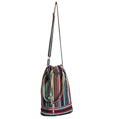 Boho Hippie Festival Cotton Crossbody Bucket Bag Jacuard Nepal Bag