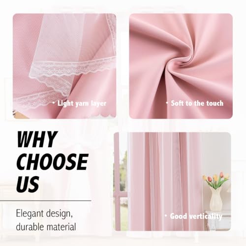 Image of Anytime Double Layer Blackout Curtains 2 Panels,35Wx95L,Blush Pink