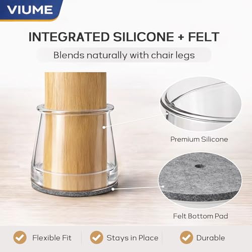 Chair Leg Floor Protectors 24PCS Furniture Sliders for Hardwood Floors, Silicone Chair Leg Protectors for Protecting Floors from Scratches and Noise, Clear-Universal Large image 2