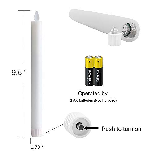 Image of Eldnacele Flameless Taper Candles with Remote Timer, Moving Wick LED Window Candles Battery Operated Real Wax Candlesticks for Christmas Dinner Party Home Decoration 4 Pack(White)