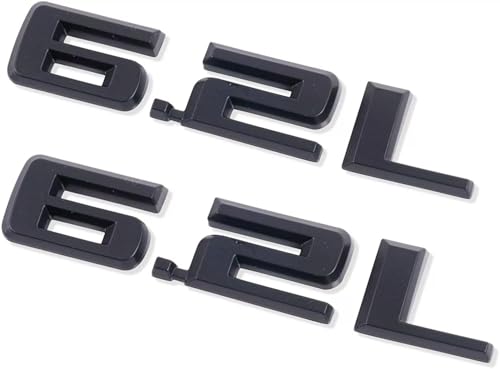 Image of Hood Body Style Emblems 3D Badge Decals Fits for 2019-2021 6.2L 2pcs (Matte Black)