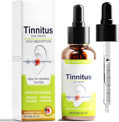 Tinnitus Relief for Ringing Ears Effective Ear Ringing Relief Drops Natural Herbal Tinnitus Treatment for Ear Clicking Buzzing Improving Hearing for Unisex Adult 60ml White Green