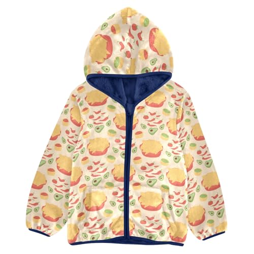 Nachos with Sauce Girls Fleece Jacket Girls Fall Jacket Girls Zip Up Hoodie Girls Sherpa Jacket 2-10T