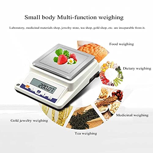 Bilancia analitica di precisione con contapezzi, Portata 0,1 Grammi, Elettronica, per Gioielli, Cucina, con Adattatore AC/DC (5100 g/0,1 g) ()
