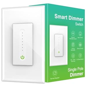 OHMAX Smart Dimmer Switch Compatible with Alexa and Google Assistant Single-Pole 2.4Ghz Wi-Fi Light Switch for Dimming Lights, APP Remote and Voice Control Timer, Neutral Wire Required (1 Pack)