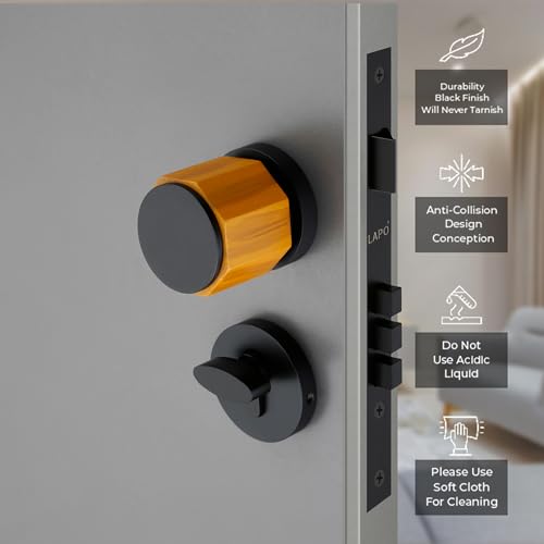 Image of LAPO Sturdy Brass Mortise Door Lock | Superior Handleset with 3 Keys for Main Door, Bedroom & Hotel | Black Finish | Long-Lasting Security | 3 Years Warranty Ro-158