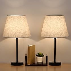 Lamparas Mesita De Noche Hiperdeluz LIANTRAL 2 Piezas Lámpara de Mesa, Lámpara de Mesita de Noche Pequeña de Moderna, lámpara de Noche con Pantalla de Tela de Lino y Base de Metal, para dormitorio, salón (Excluyendo Bombillas)