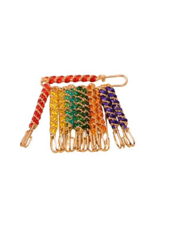 Multicolor Saree Pins Set for Women – Designer Safety Pins with Beads & Pearl Chain for Saree, Dupatta & Stylish Decorative Brooch Pins for Daily Wear & Party (Pack of 12)-image-34