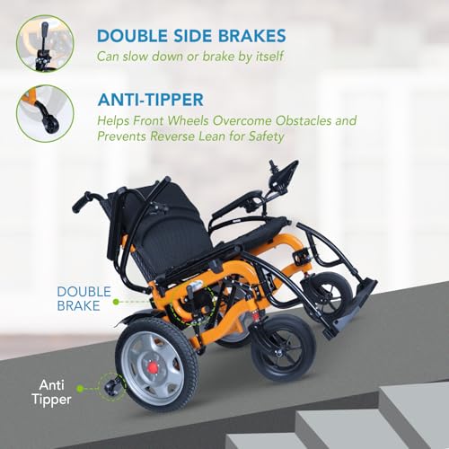Image of EverActiv Ecobudget Electric Wheelchair for Elderly & Disabled | Lithium Ion Battery | Air Travel Friendly | Lightweight Foldable Mobility Chair with 24V 12AH Battery, 360 Joystick Control, Flip Up Armrest & Anti Tipper