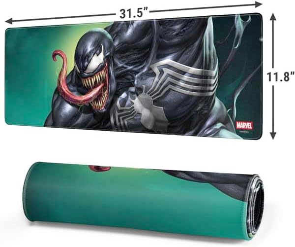 Skinit Large Gaming Mouse Pad - Officially Licensed Venom Symbiote Design with Stitched Edges, Waterproof, Non-Slip Rubber Base, Desk Mat for Keyboard & Mouse, 31.5" x 11.8" inches