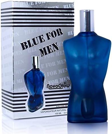 NovoGlow Blue For Men - 3.4 Fl Oz Eau De Parfum Spray for Men - Long Lasting Warm Masculine & Spicy Fragrance Smell Fresh All Day Long Gift for Men for All Occasions