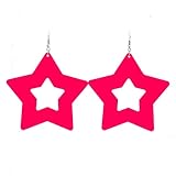 COMELYJEWEL Neon Pink Color Large Star Dangle Earrings Women Girls Disco Lightweight Drop Acrylic 80s Party Earrings