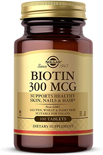 Solgar Biotin 300 mcg, 100 Tablets - Energy, Metabolism, Supports Healthy Skin, Nails & Hair - Non-GMO, Vegan, Gluten Free, Dairy Free, Kosher, Halal - 100 Servings (Pack of 3)