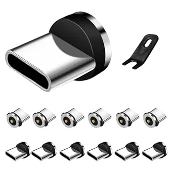 12-in-1 Type C Magnetic Charging Tips, Strong Magnetic Connection, Easy Removal Tool, Works with 1-Pin Cables (Charging Only, No Data Transfer/No Fast Charge)
