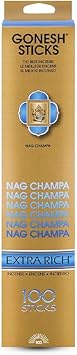 Gonesh - Extra Rich Scented Incense Sticks - Non-Toxic 10 Slow Burn Aromatic Sticks - Nag Champa - 100 Pack