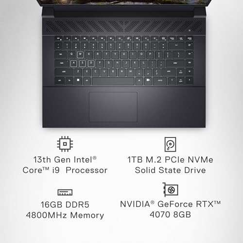 Dell G16 7630 Gaming Laptop - 16-inch QHD+ 240Hz 3ms Display, Intel Core i9-13900HX, 16GB DDR5 RAM, 1TB SSD, NVIDIA GeForce RTX 4070 8GB GDDR6, Windows 11 Home, Onsite Service - Metallic Nightshade