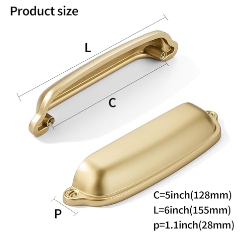khtumeware 2 Pack Gold Cup Pulls 5 Inch Center to Center - Cabinet & Drawer Handles for Kitchen Hardware by khtumeware - Used condition - Image 2
