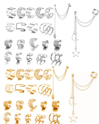 TOZBLEU 64 PCS Ear Cuff Orecchini Set Orecchini Senza Buco Non Piercing Cartilagine Catena Polsino Orecchini Ear Clip per Donne Regolabile Farfalla Wrap Orecchini Clip Finta Earcuffs Ipoallergenici TOZBLEU 64 PCS Ear Cuff Orecchini Set Orecchini Senza Buco Non Piercing Cartilagine Catena Polsino Orecchini Ear Clip per Donne Regolabile Farfalla Wrap Orecchini Clip Finta Earcuffs Ipoallergenici