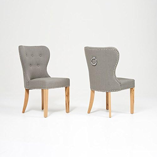 Kalim Black Solid Oak And Fabric Chairs (Colours Oak/Dark Oak, Fabric Black/Grey) - Set Of 2