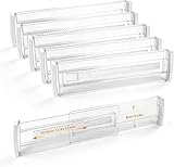 HGRGHH 6 Pezzi Divisori per Cassetti Regolabili, Plastica Trasparente Separatori per Casse...