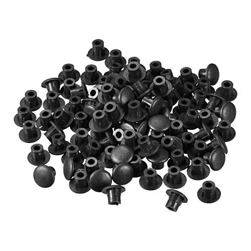 Image of uxcell Screw Hole Plugs, 5mm(3 /16 inch) Dia PP Snap in Shelf Button Flush Type Caps for Furniture Cabinet Cupboard, Black 180 Pcs