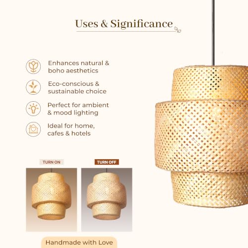 Image of Habere India-All the Cultures Fabricating India Bamboo Lamps | Pendant Lamp | Cafe Lights | Rattan Ceiling Lamps | Bamboo Cafe Lamp (01)