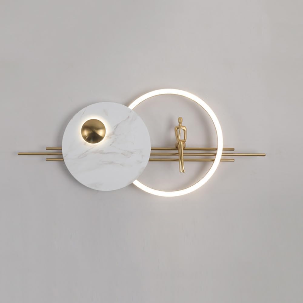20W LED Wall Lighting Fixtures Art 39.3 Inch Hardwired Large One Gold Thinker Wall Lamp Modern Nordic Office Wall Sconce Interior Decor Wall Lamp for Living Room Bedroom Bedside Hallway